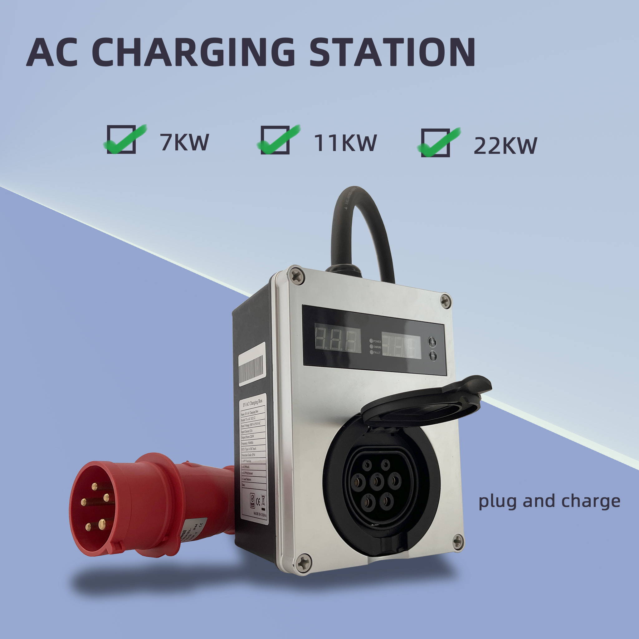 Novo Carregador Portátil AC Ta - Type 2 Portable Ev Charger 11Kw Cee avaliação e preço
